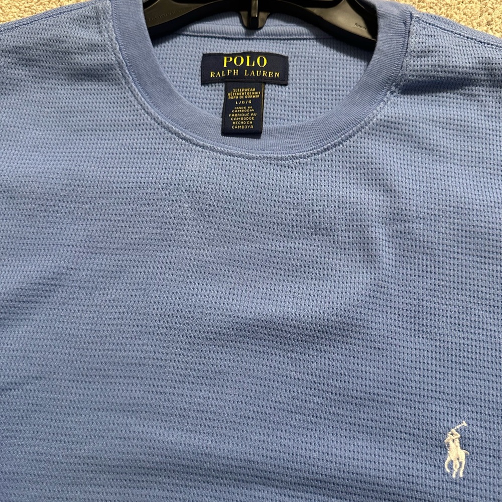 Polo Ralph Lauren Men's Blue Thermal Long Sleeve Shirt